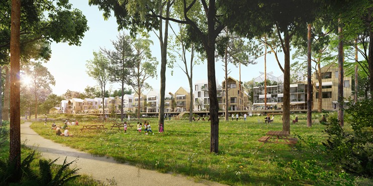 Noisy le Grand : Eoc quartier 120 logements tout bois, BBCA, E+C-, Passif, BEPOS 2020